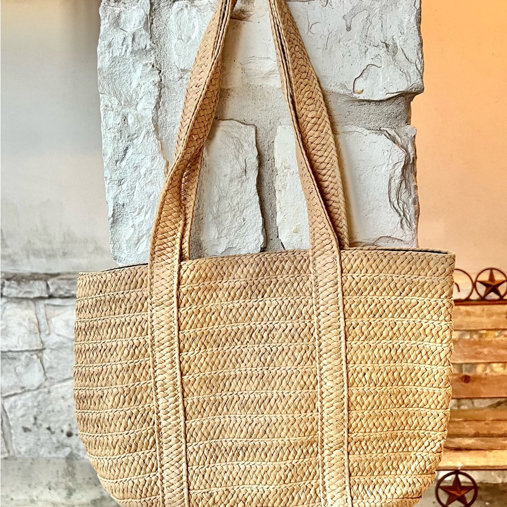 Draper James Tan Woven Tote Bag